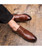 Brown leather derby dress shoe with check detail 07