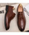 Brown leather derby dress shoe with check detail 11