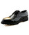 Black golden brogue patent leather derby dress shoe 01