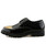 Black golden brogue patent leather derby dress shoe 24