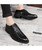 Black leather derby dress shoe with stripe detail 06