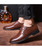 Brown urban leather derby dress shoe retro tone 07