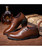 Brown urban leather derby dress shoe retro tone 15