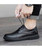 Black retro texture leather derby dress shoe 07