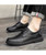 Black retro texture leather derby dress shoe 08