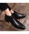 Black leather derby dress shoe boot point toe 05