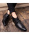 Black leather derby dress shoe boot point toe 09