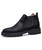 Black leather brogue slip on dress shoe boot zip on side 12