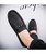 Black leather slip on shoe loafer with butterfly buckle 07