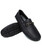 Black leather slip on shoe loafer with butterfly buckle 15