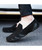 Black wave style leather slip on shoe loafer 07