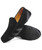 Black wave style leather slip on shoe loafer 14