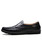 Black leather slip on shoe loafer with metal ornament 11