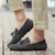 Men's grey brogue leather slip on shoe loafer with tassel 03