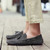 Men's grey brogue leather slip on shoe loafer with tassel 04