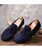 Navy brogue leather slip on shoe loafer with tassel 08