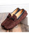 Brown T shape buckle leather slip on shoe loafer 07