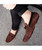 Brown T shape buckle leather slip on shoe loafer 06