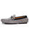 Grey T shape buckle leather slip on shoe loafer 12