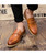 Brown retro toned leather slip on dress shoe 03