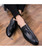 Black snake skin pattern tassel leather slip on dress shoe 04