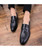 Black snake skin pattern tassel leather slip on dress shoe 03