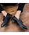 Black snake skin pattern tassel leather slip on dress shoe 06