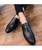 Black snake skin pattern tassel leather slip on dress shoe 08