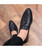 Black snake skin pattern tassel leather slip on dress shoe 10