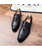 Black snake skin pattern tassel leather slip on dress shoe 12