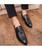 Black croco skin pattern tassel leather slip on dress shoe 03