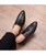 Black croco skin pattern tassel leather slip on dress shoe 07