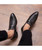 Black croco skin pattern tassel leather slip on dress shoe 09