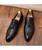 Black croc skin pattern tassel leather slip on dress shoe 11