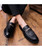 Black croco skin pattern buckle leather slip on dress shoe 08