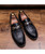 Black croco skin pattern buckle leather slip on dress shoe 12