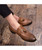 Brown tassel buckle leather slip on dress shoe 10