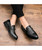 Black croco skin pattern buckle slip on dress shoe 07