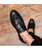 Black croco skin pattern buckle slip on dress shoe 11