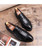 Black check leather slip on dress shoe with tassel 11