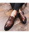 Brown check leather slip on dress shoe with tassel 05