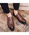 Brown check leather slip on dress shoe with tassel 02 Brown check leather slip on dress shoe with tassel 02