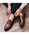 Brown check leather slip on dress shoe with tassel 06 Brown check leather slip on dress shoe with tassel 06