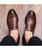 Brown check leather slip on dress shoe with tassel 09 Brown check leather slip on dress shoe with tassel 09