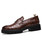 Brown check leather slip on dress shoe with tassel 13 Brown check leather slip on dress shoe with tassel 13