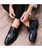 Black check twist buckle leather slip on dress shoe 04