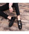 Black buckle tassel leather slip on dress shoe 06