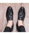 Black brogue tassel leather slip on dress shoe with rivet 09