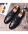 Black brogue tassel leather slip on dress shoe with rivet 10