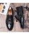 Black brogue tassel leather slip on dress shoe with rivet 11